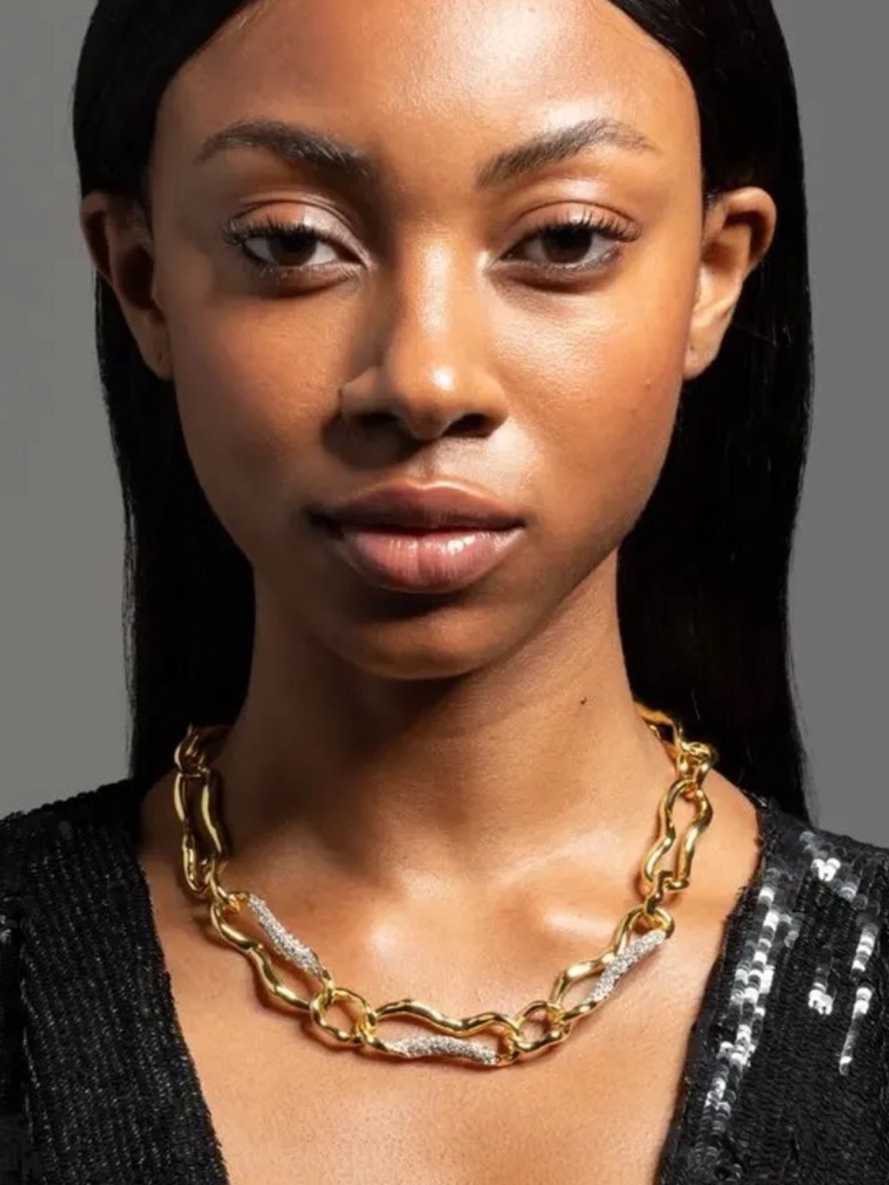 Alexis Bittar Brut Curved Link Necklace